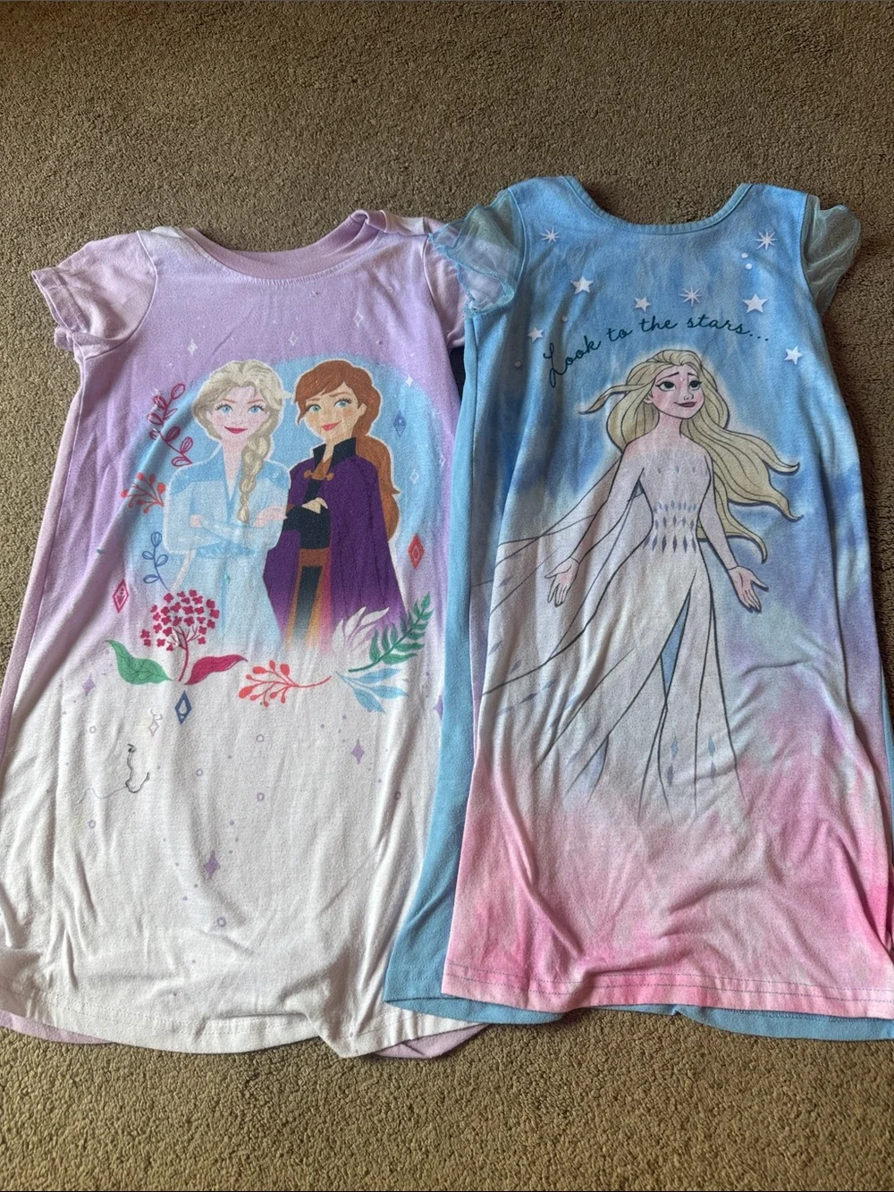 Disney Frozen Girls' Short Sleeve Nightgown - Pink & Blue